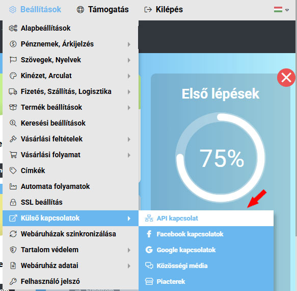 API kapcsolat l&eacute;trehoz&aacute;sa
