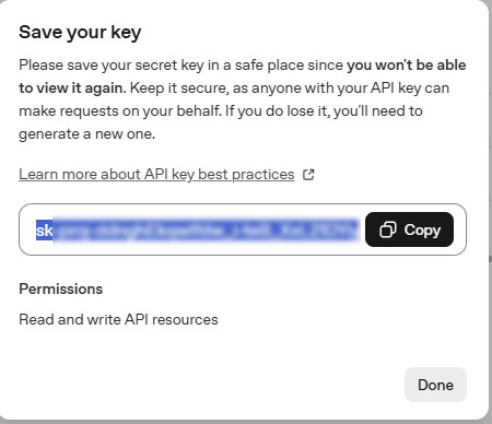 API kulcs l&eacute;trehoz&aacute;sa