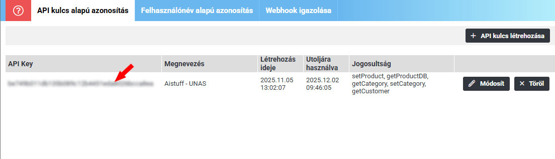 API kulcs m&aacute;sol&aacute;sa